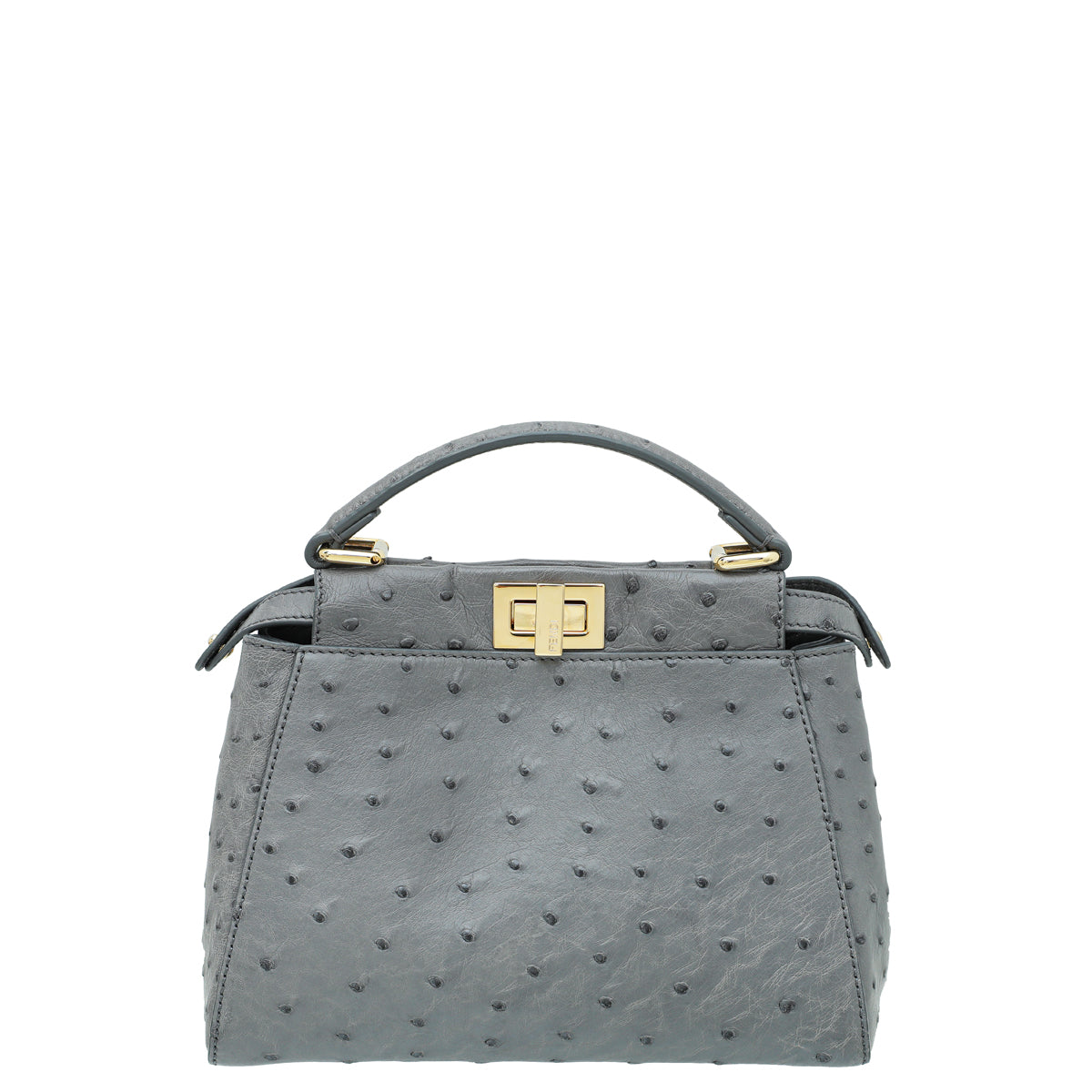 Fendi Grey Ostrich Mini Peekaboo Bag-Fendi-THE CLOSET