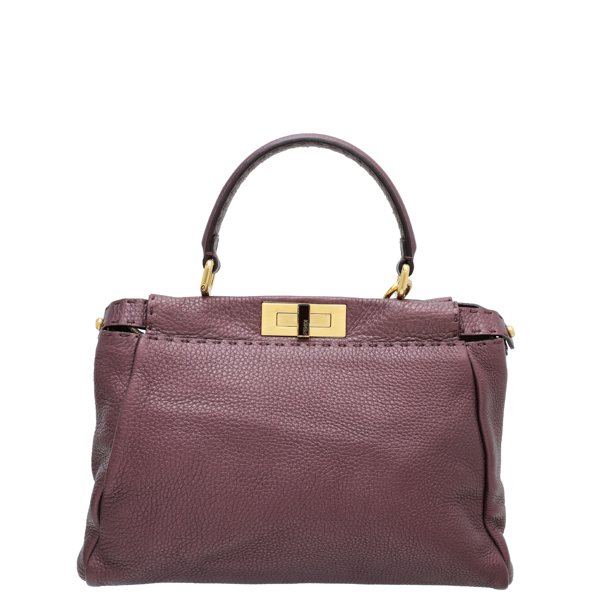 Fendi Metallic Burgundy Selleria Iconic Peekaboo Regular Bag-Fendi-THE CLOSET