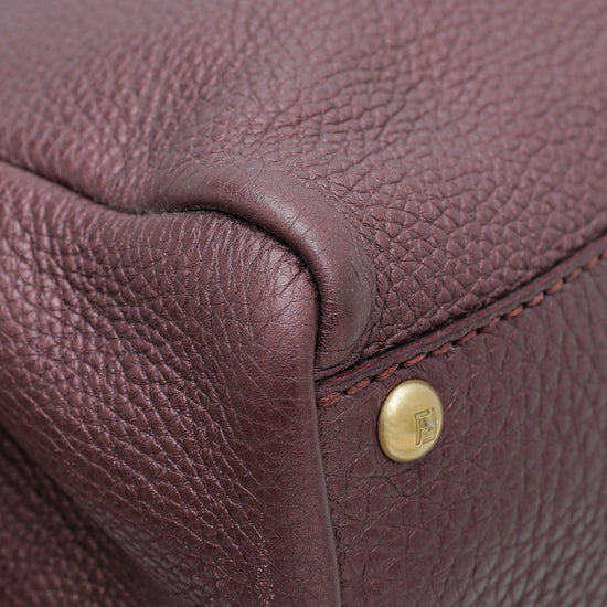 Fendi Metallic Burgundy Selleria Iconic Peekaboo Regular Bag