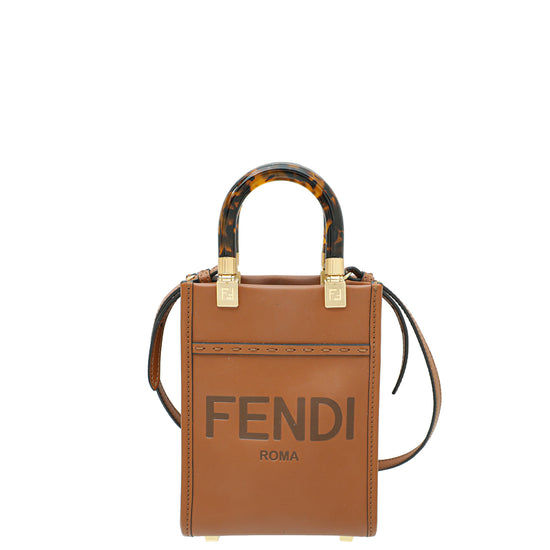Fendi Brown Mini Sunshine Shopper Bag