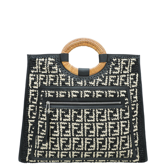 Fendi Bicolor Raffia Runaway Shopping Large Bag THE CLOSET