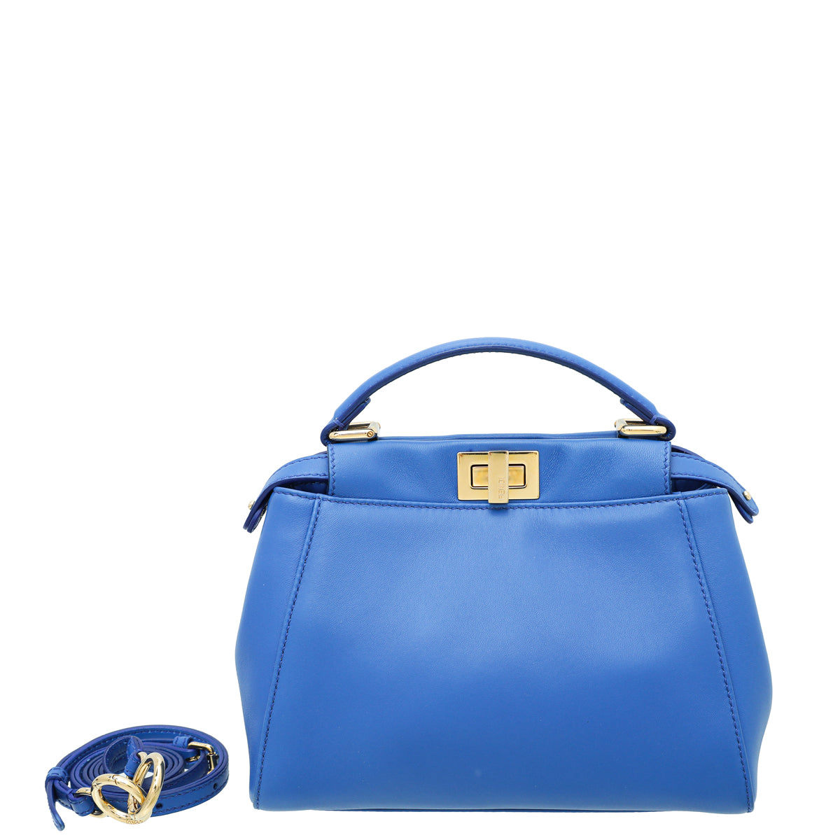 Fendi Blue Nappa Leather Micro Peekaboo Bag 8M0355 - Yoogi's Closet