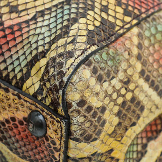 Fendi Yellow Multicolor Python Peekaboo Regular Bag