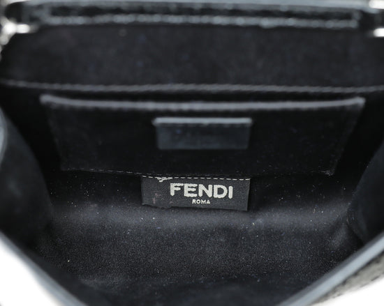 Fendi Black Snakeskin Crystal Flowerland Studded Mini Rush Clutch