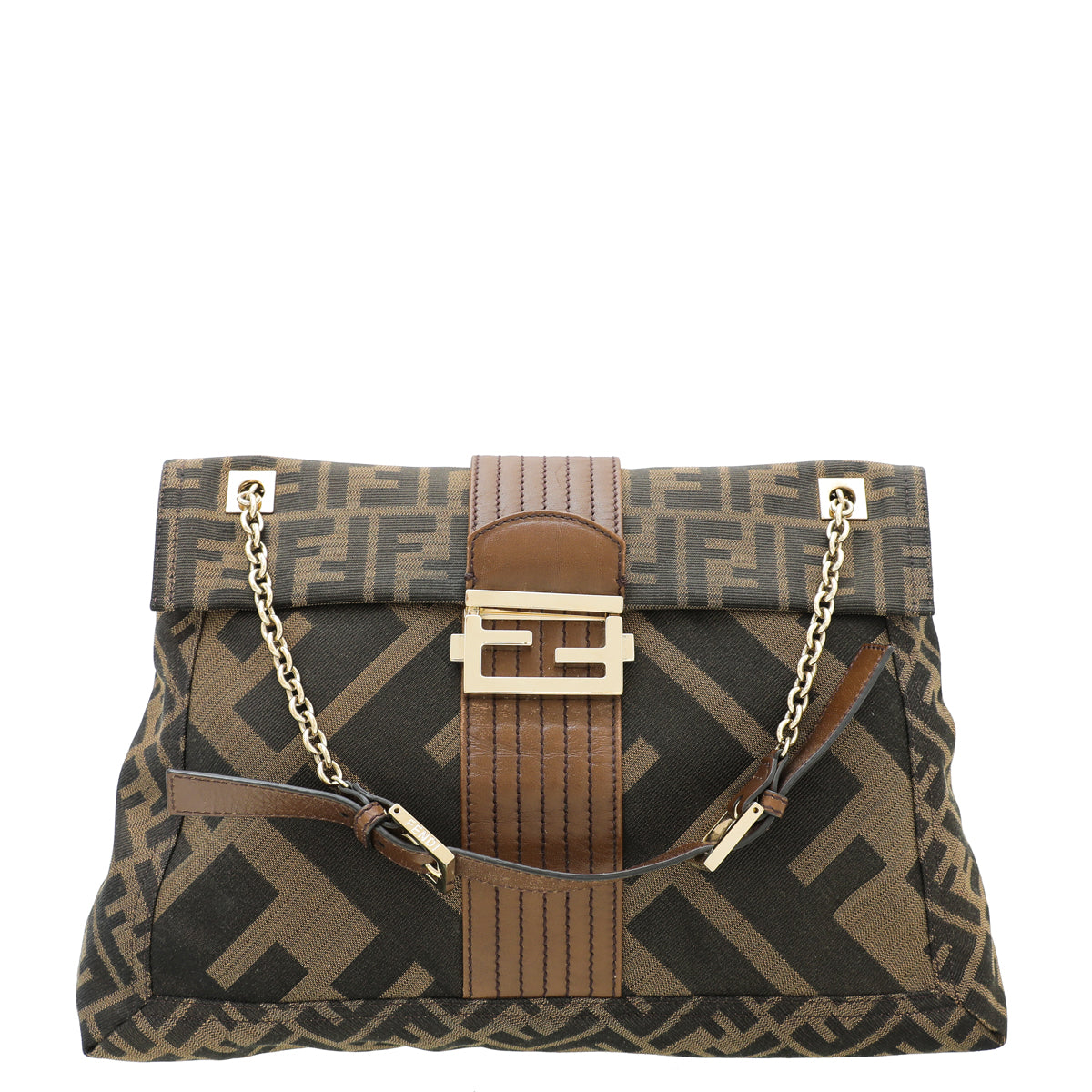Fendi Tobacco Zucca Baguette Maxi Flap Bag-Fendi-THE CLOSET