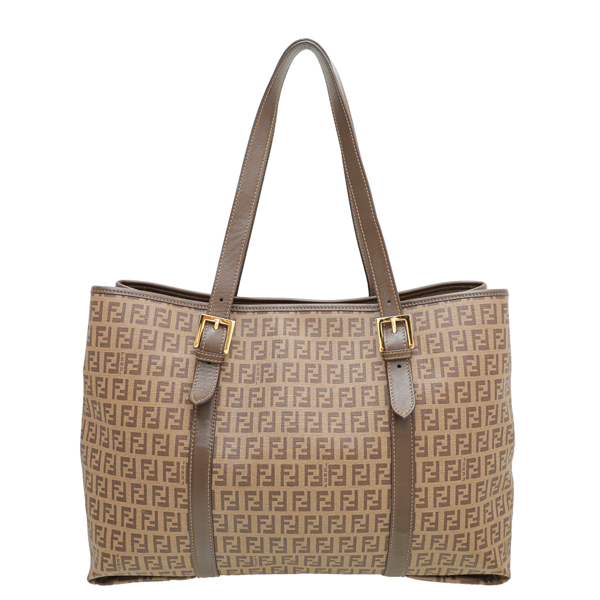Fendi Tobacco Vitello Zucchino Spalmati Tote Bag-Fendi-THE CLOSET