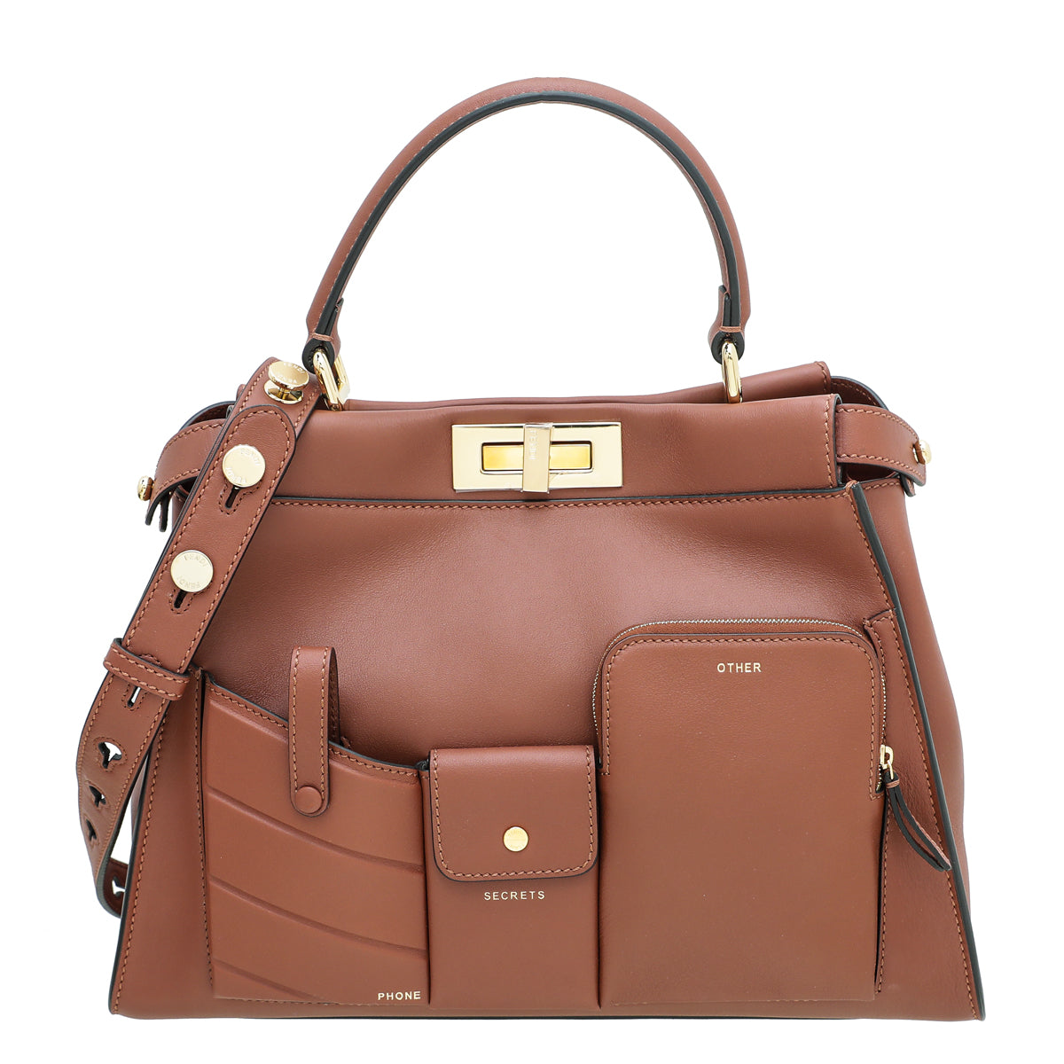 Fendi Brown 3 Pocket Peekaboo Iconic Satchel Medium Bag-Fendi-THE CLOSET