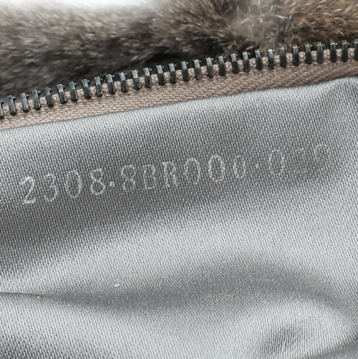 Fendi Brown Rabbit Fur Crystal Baguette Bag