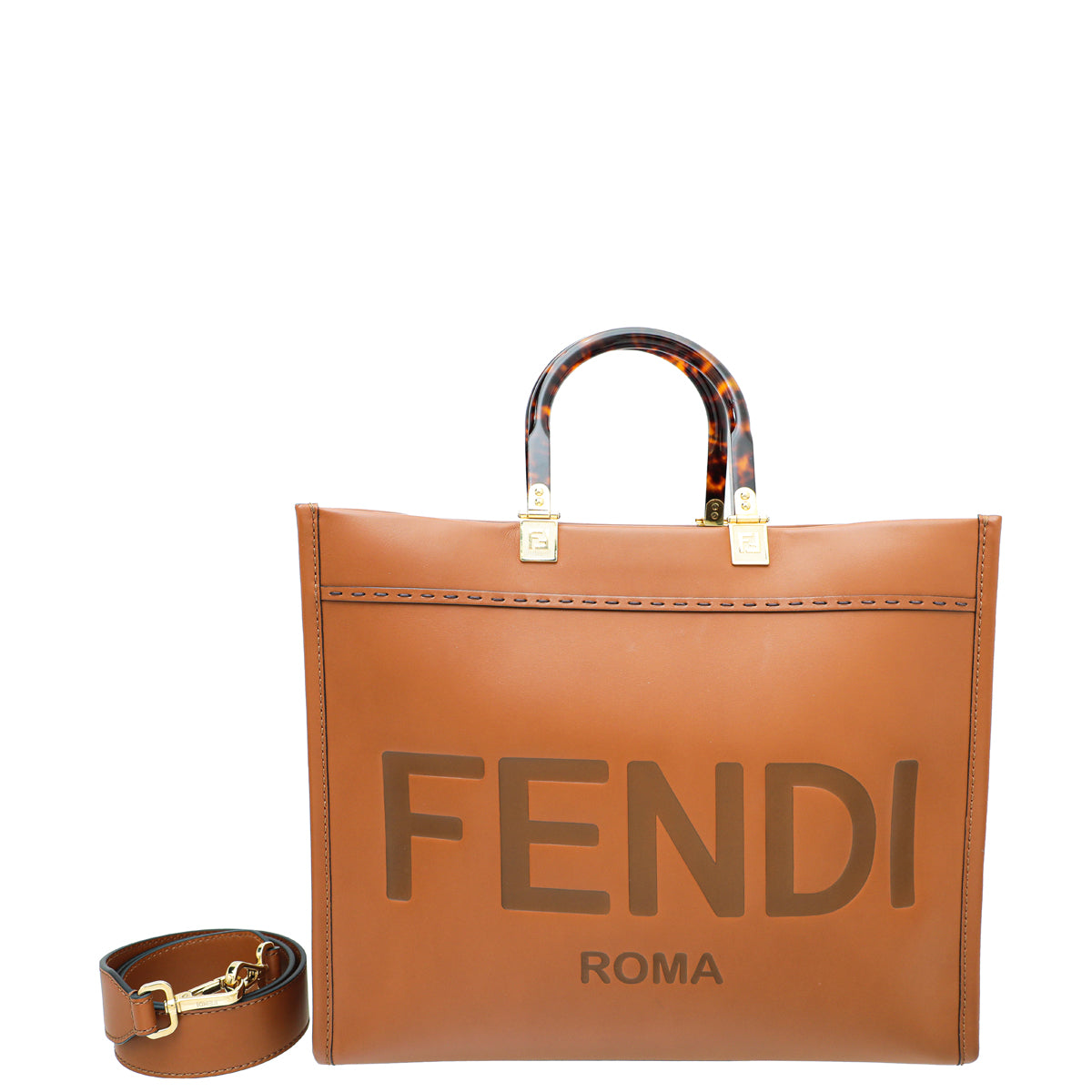 Fendi Brown Sunshine “FENDI ROMA” Shopper Medium Bag