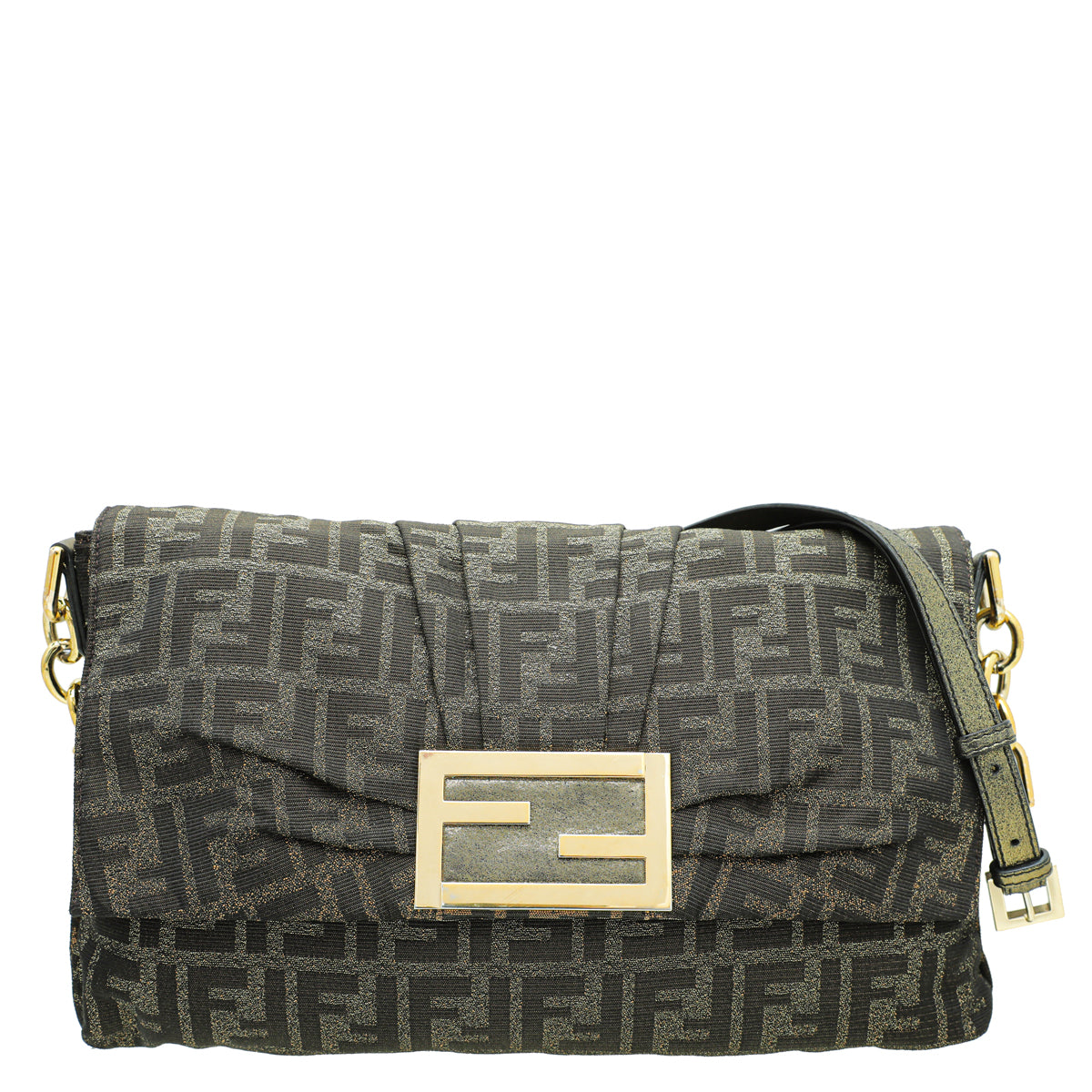 Fendi Glittered Brown Mia Flap Bag-Fendi-THE CLOSET
