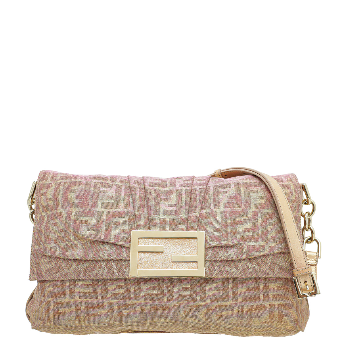 Fendi Glittered Pink Mia Flap Large Bag-Fendi-THE CLOSET