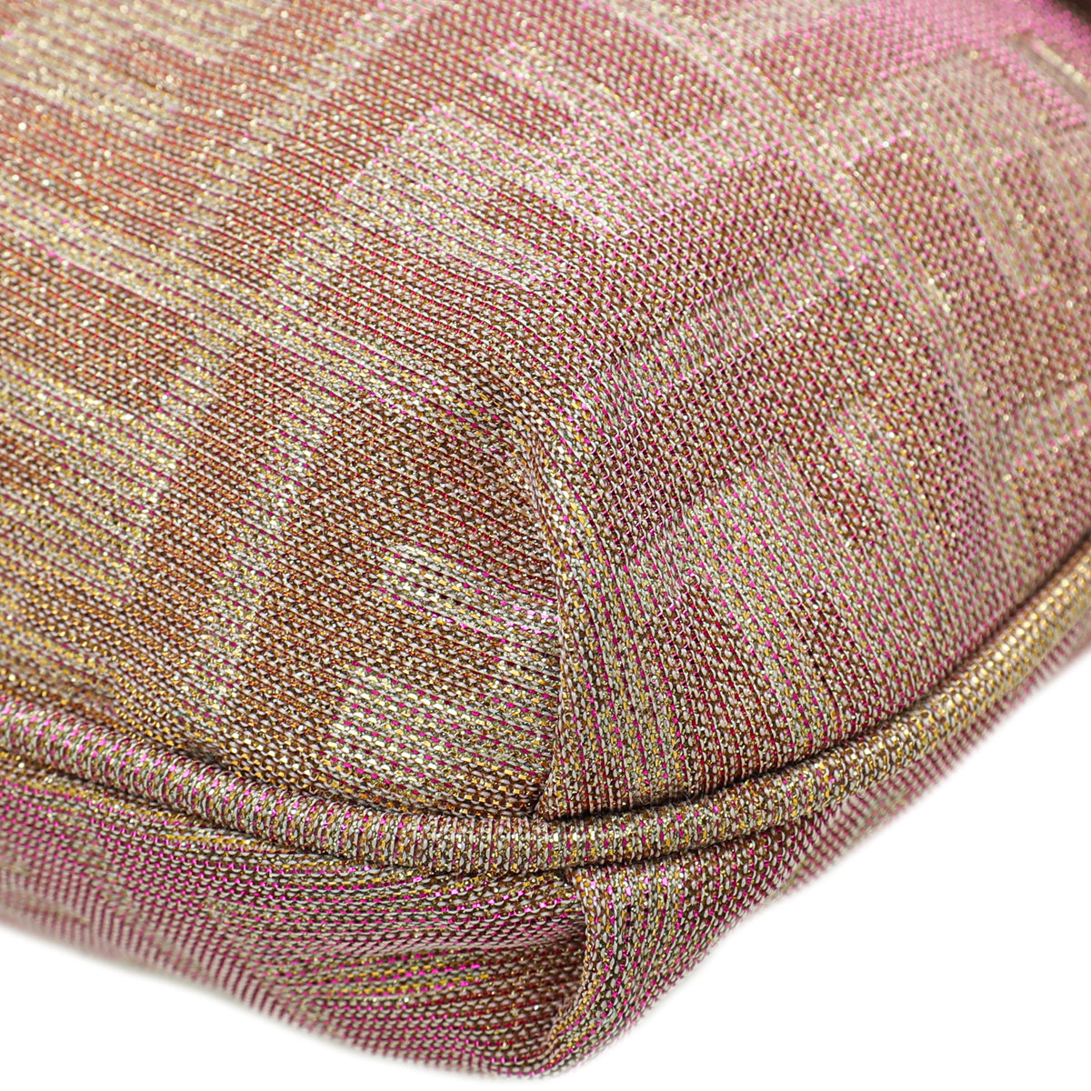 Fendi Glittered Pink Mia Flap Large Bag