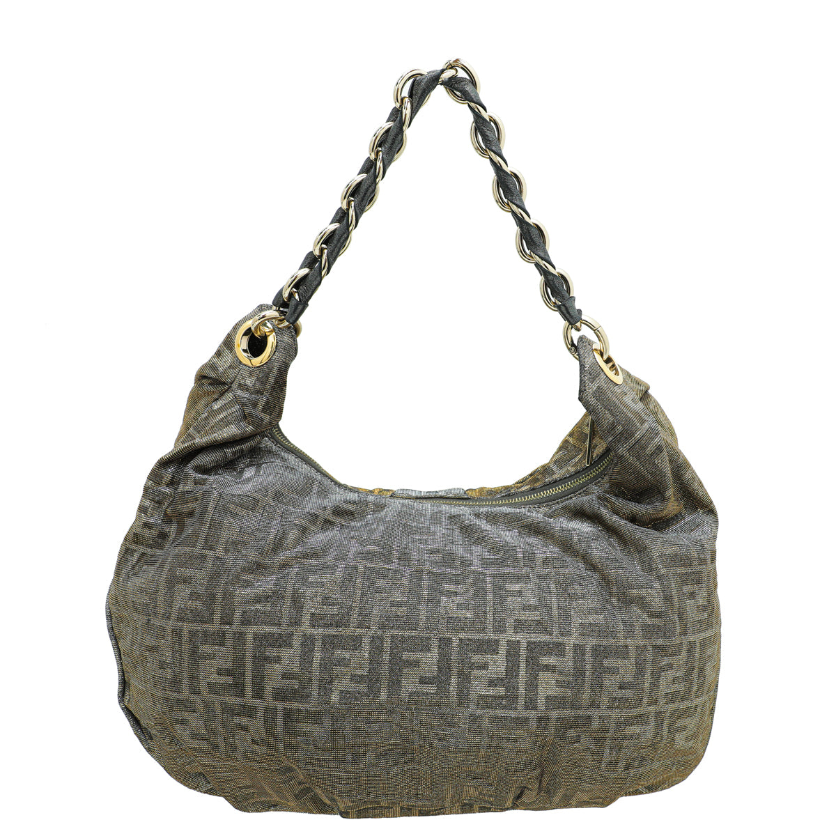 Fendi Metallic Gold Silver Lurex Mia Hobo Medium Bag-Fendi-THE CLOSET