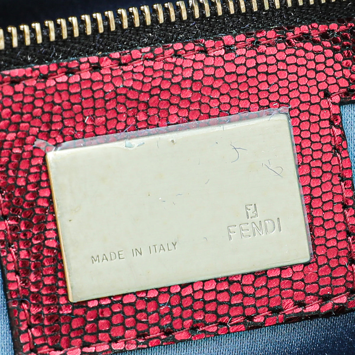 Fendi Yellow Gold Beaded Embroidered Baguette Bag