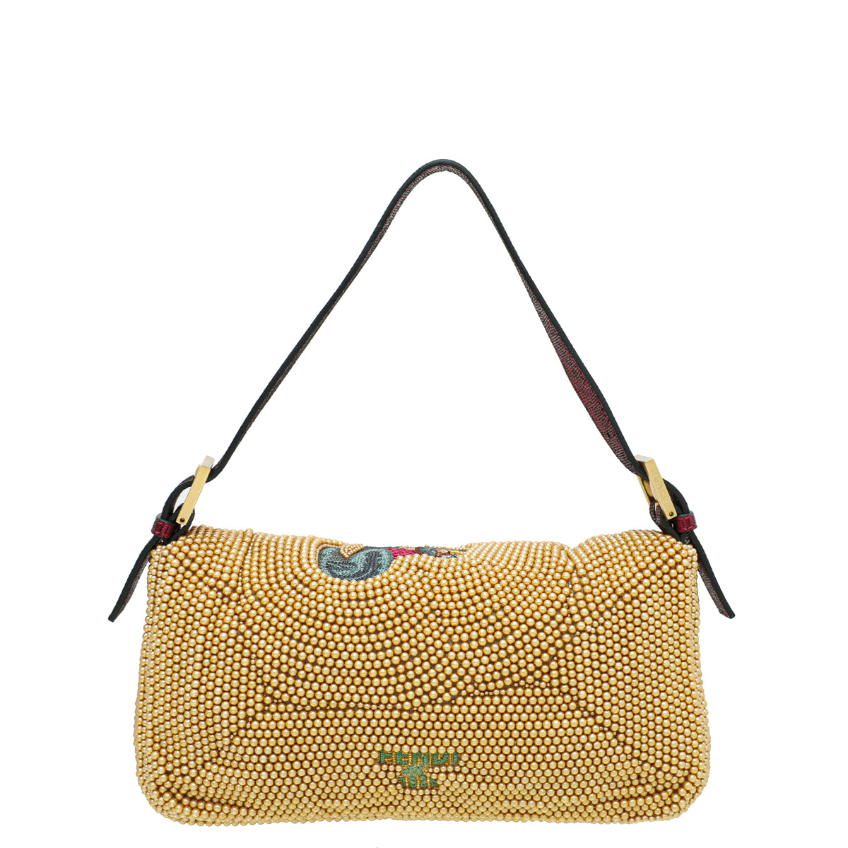 Fendi Yellow Gold Beaded Embroidered Baguette Bag-Fendi-THE CLOSET