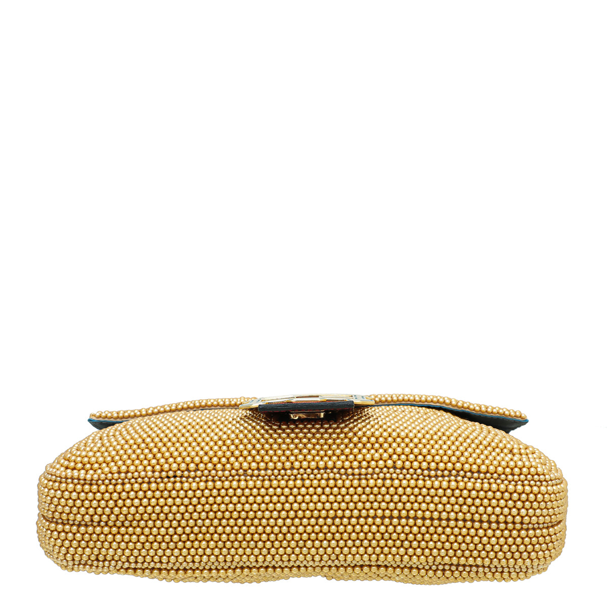 Fendi Yellow Gold Beaded Embroidered Baguette Bag