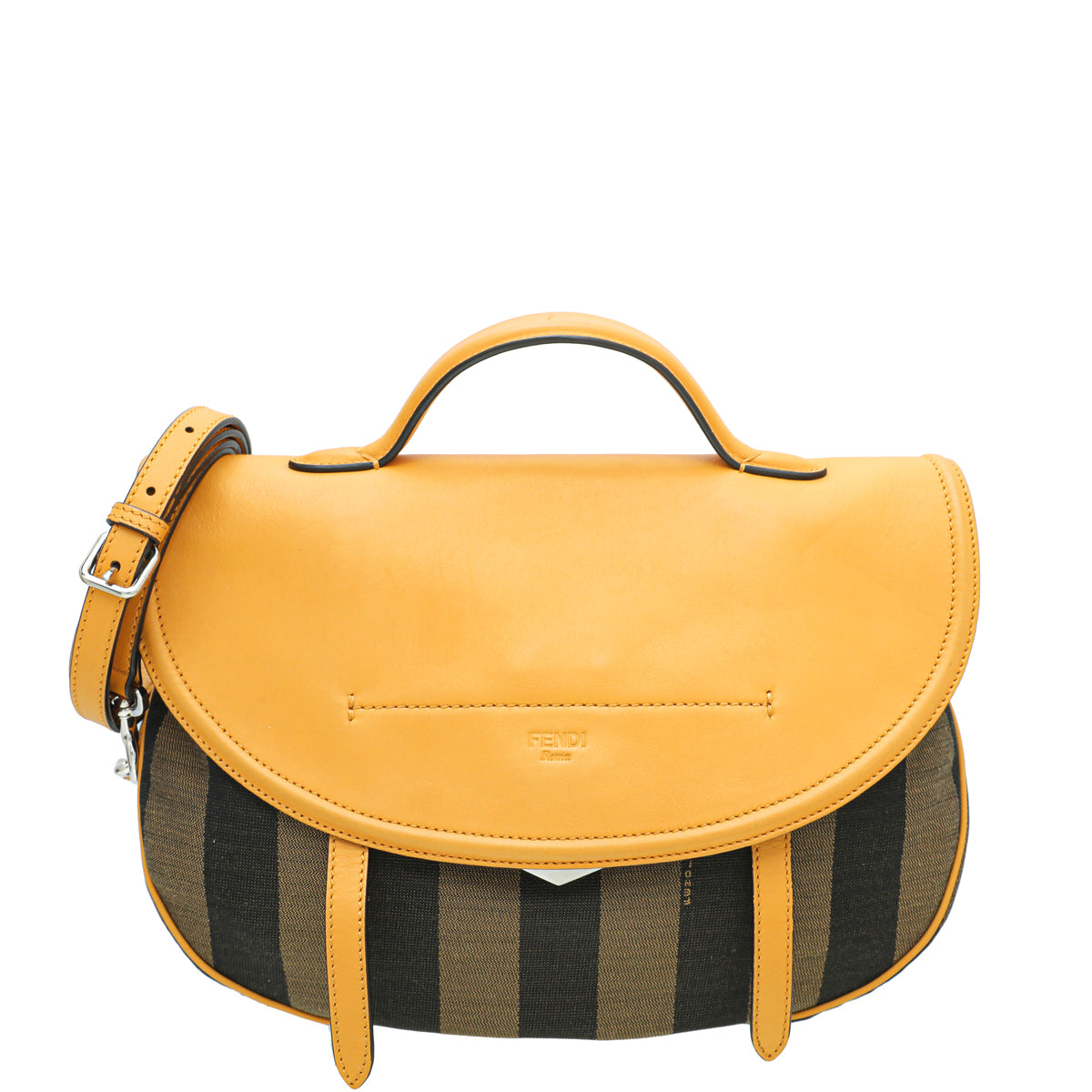 Fendi Bicolor Pequin Saddle Bag-Fendi-THE CLOSET