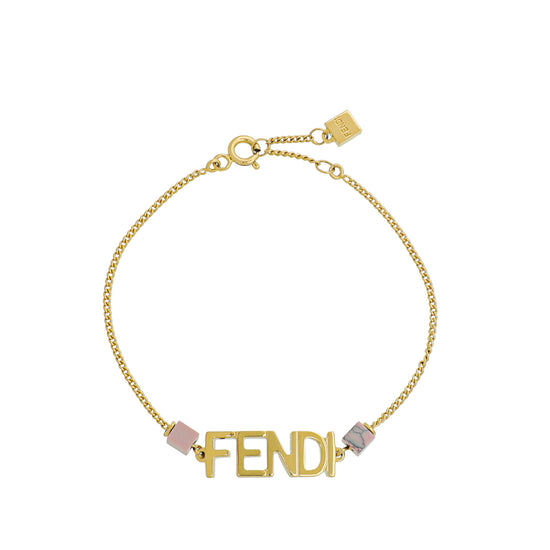 Fendi Pink Logo Chain Bracelet
