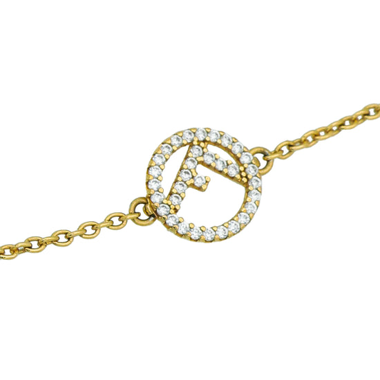 Fendi Gold Finish F is Fendi Crystal Pearl Bracelet
