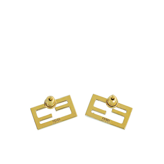 Fendi Gold Finish Baguette Earrings