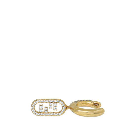 Fendi Gold O'Lock Crystal Drop Earrings