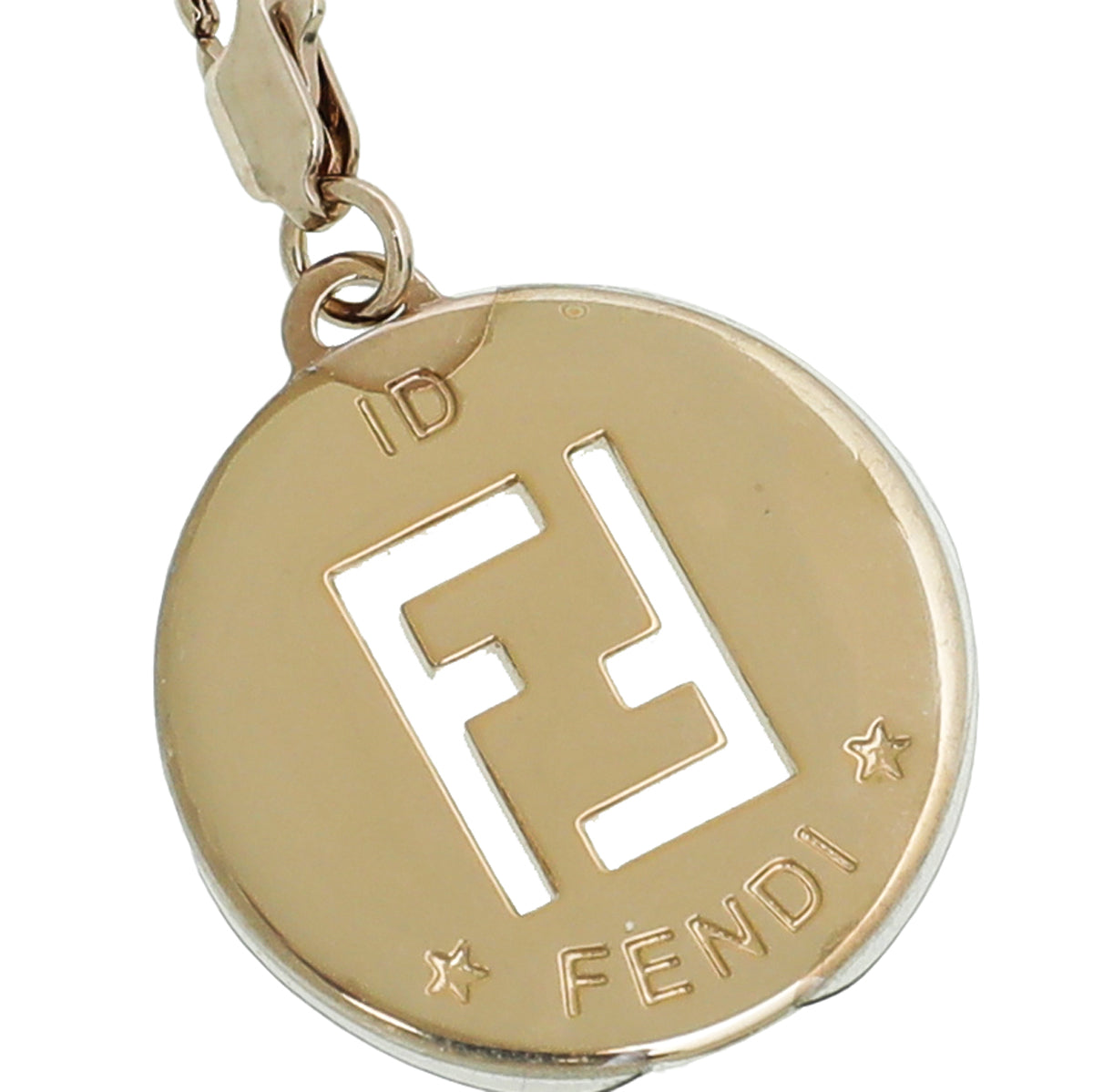 Fendi Gold Tone FF Identification Pendant Chain Necklace-Fendi-THE CLOSET