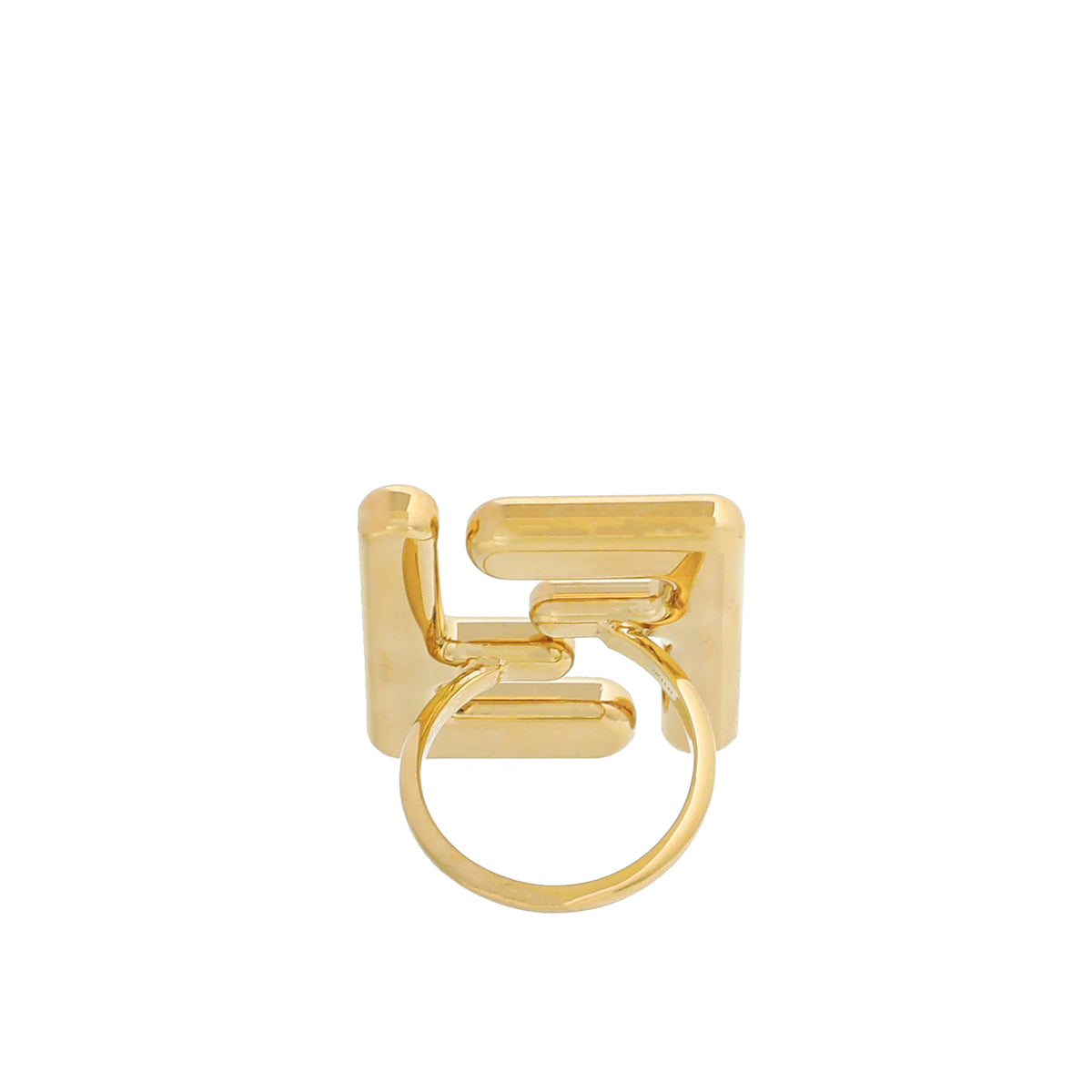 Fendi Gold Finish "Forever Fendi" Maxi Logo Ring Medium