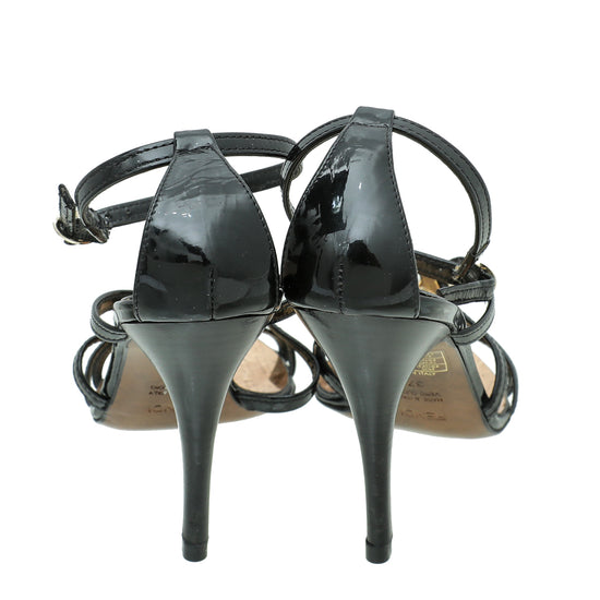 Fendi Black Fendi Logo Strappy Sandals 37