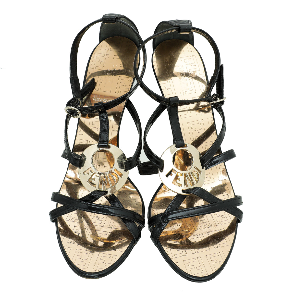 Fendi Black Fendi Logo Strappy Sandals 37