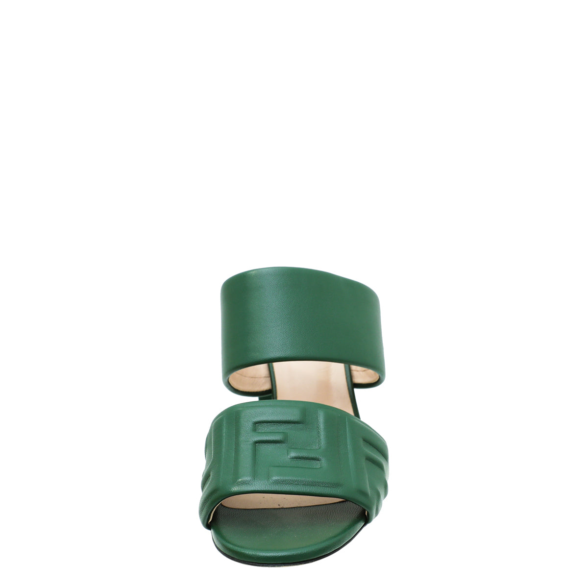 Fendi Green FF Embossed Slide Mules 38-Fendi-THE CLOSET