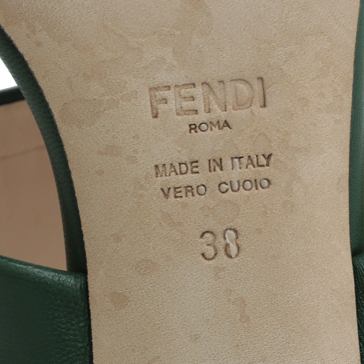 Fendi Green FF Embossed Slide Mules 38