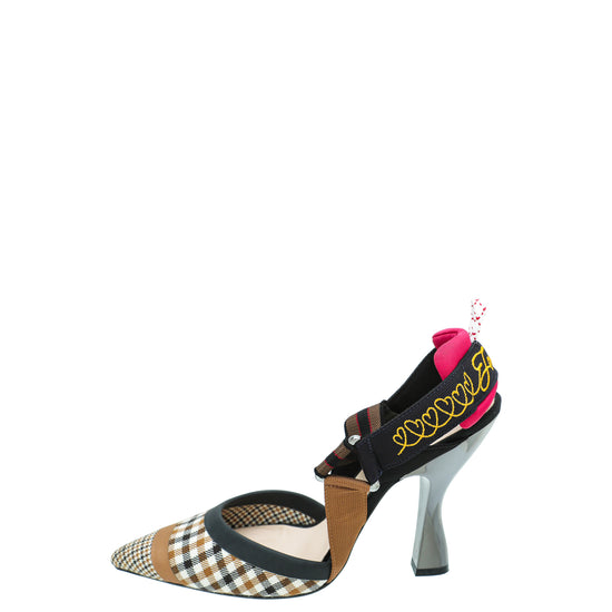 Fendi Tricolor Colibri Slingback Pumps 38