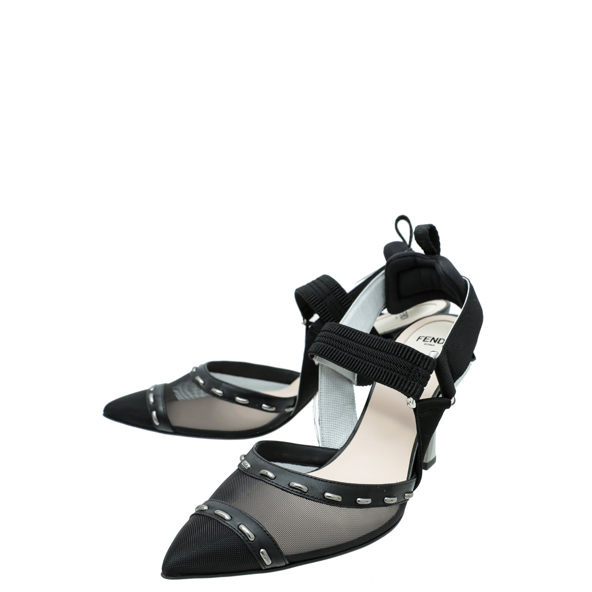 Fendi Black Mesh Colibri Slingback Pumps 38 - Main Image