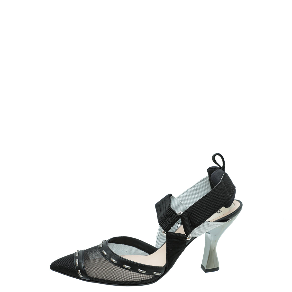 Fendi Black Mesh Colibri Slingback Pumps 38