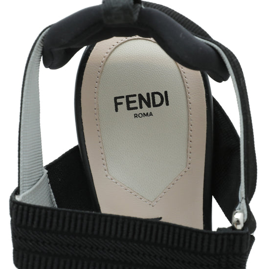 Fendi Black Mesh Colibri Slingback Pumps 38