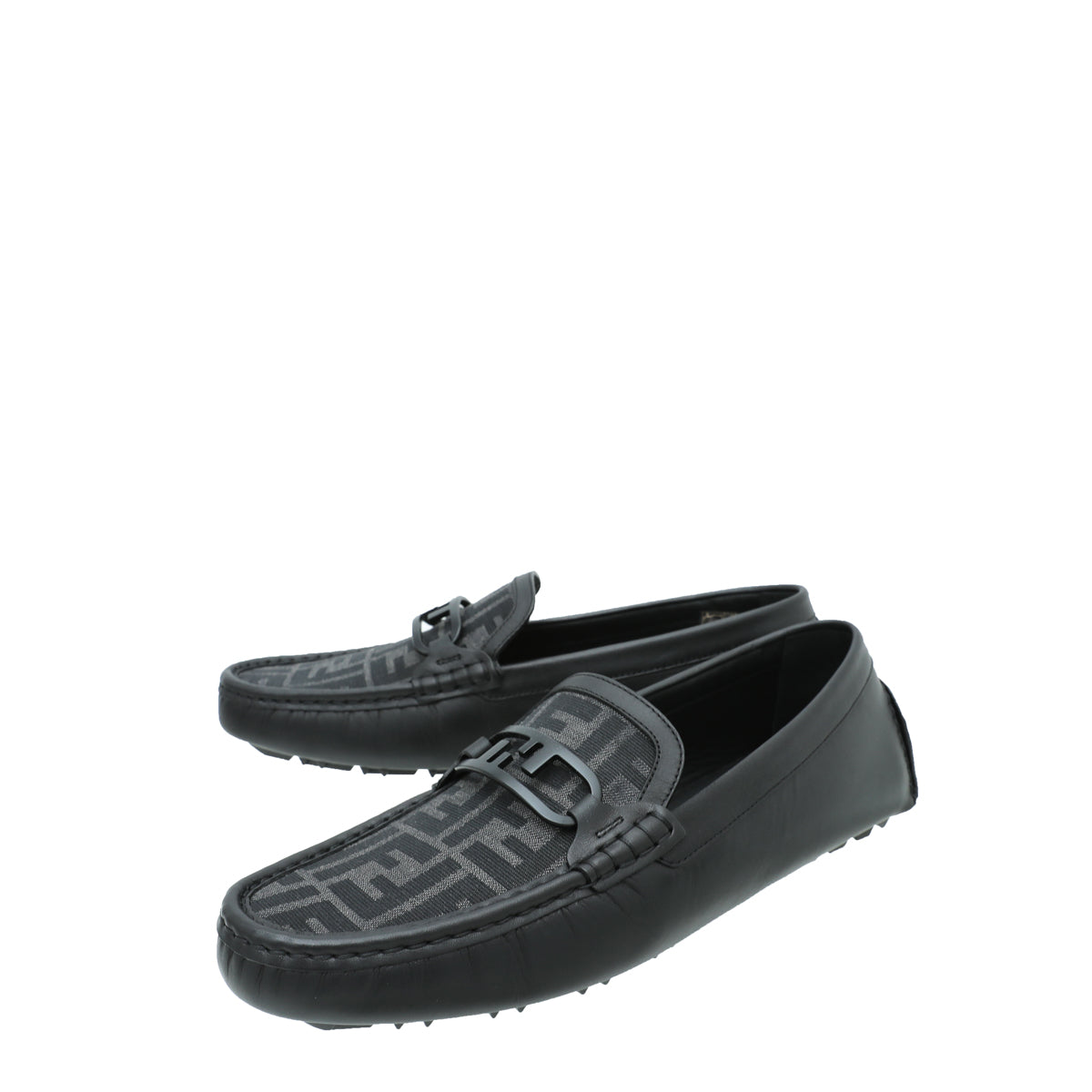 Fendi Black FF O'Lock Driving Loafers 9-Fendi-THE CLOSET