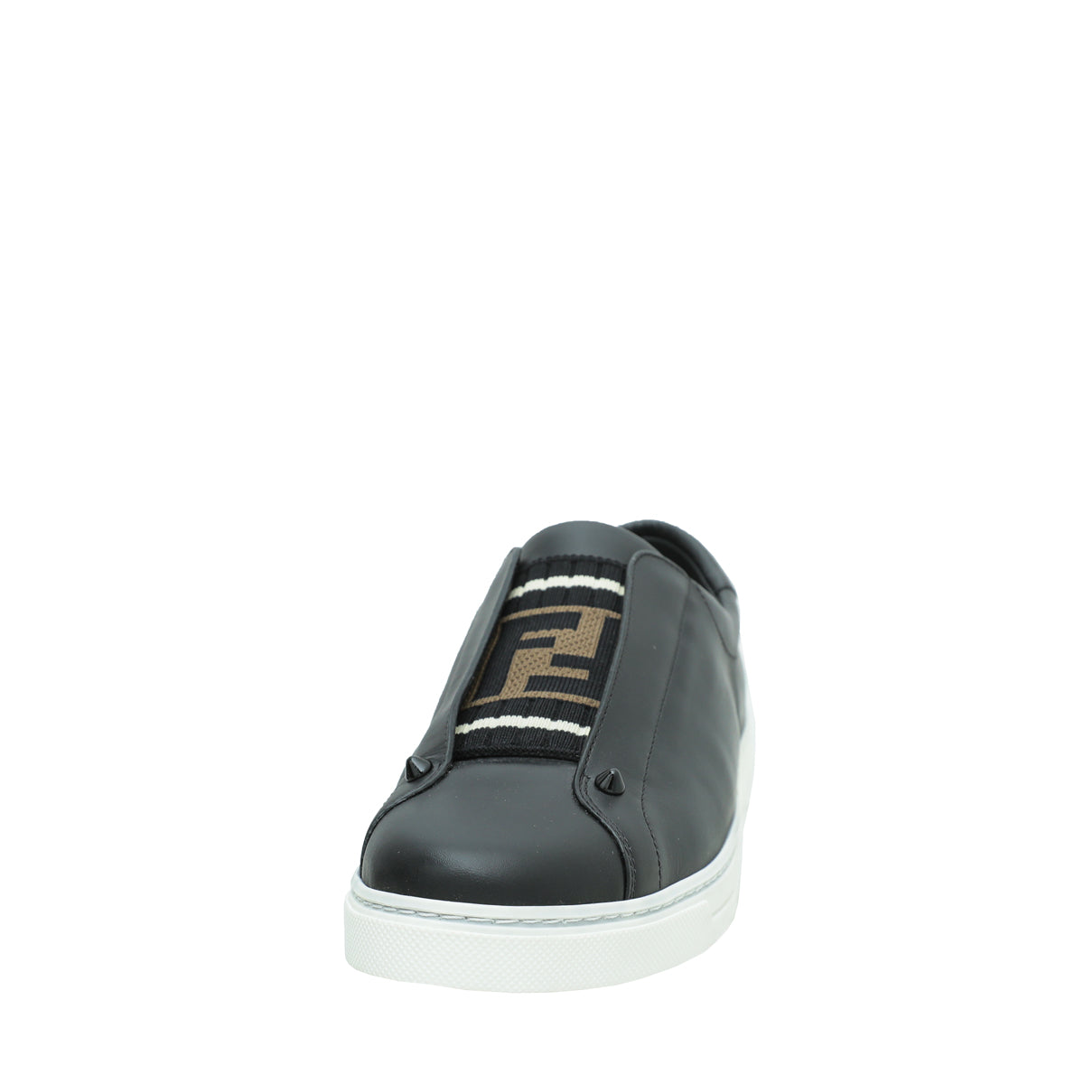 Fendi Black Zucca Womens Rockoclick Slip on Sneakers 39-Fendi-THE CLOSET