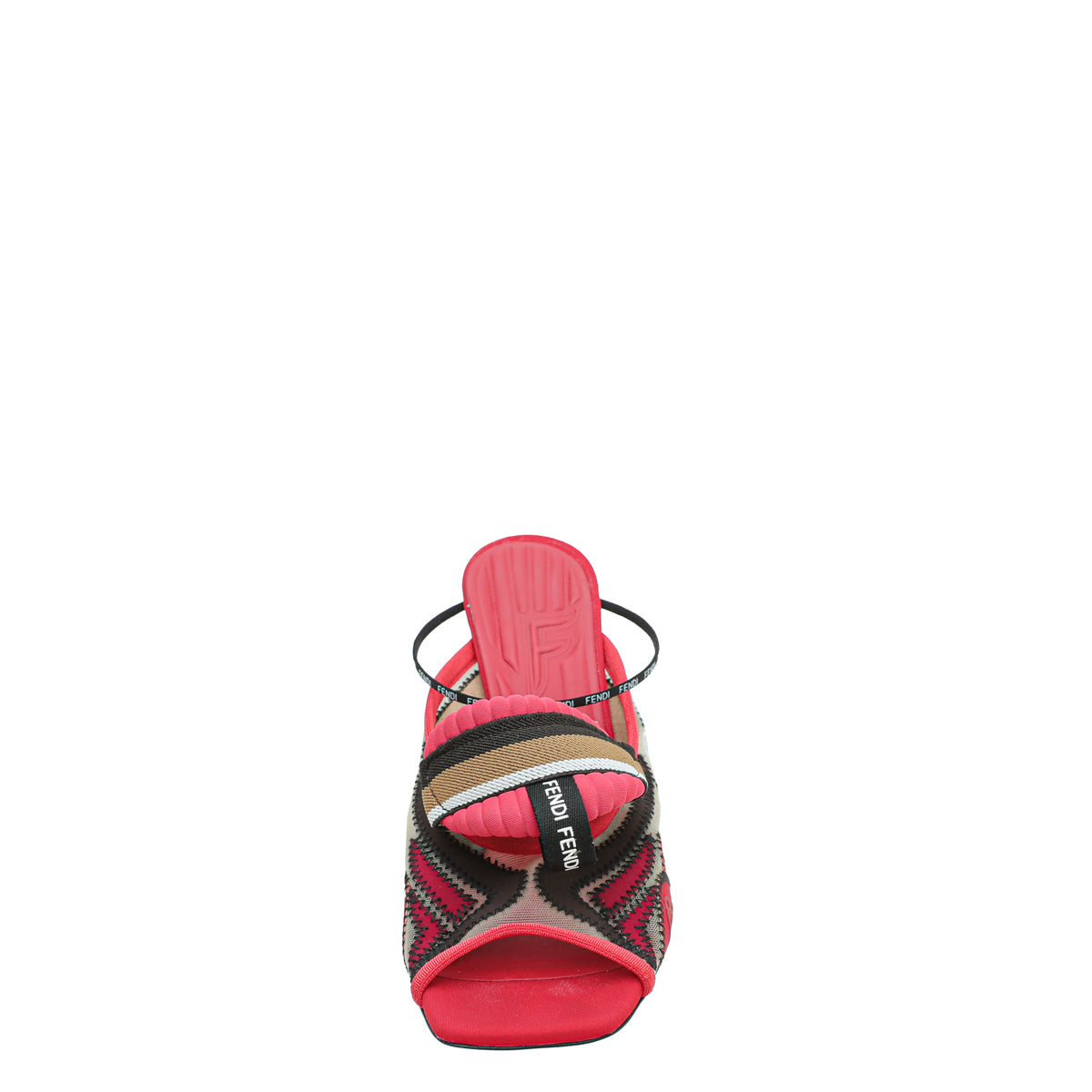 Fendi Red Multicolor Colibri Appliquéd Mesh And Neoprene Sandal 40