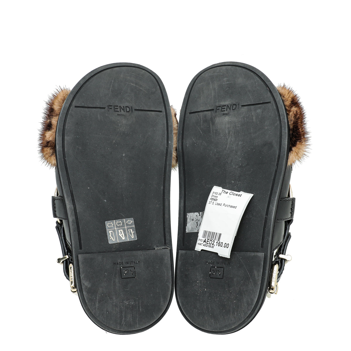 Fendi Bicolor FF Mink Fur Slide Sandal 37.5 – THE CLOSET