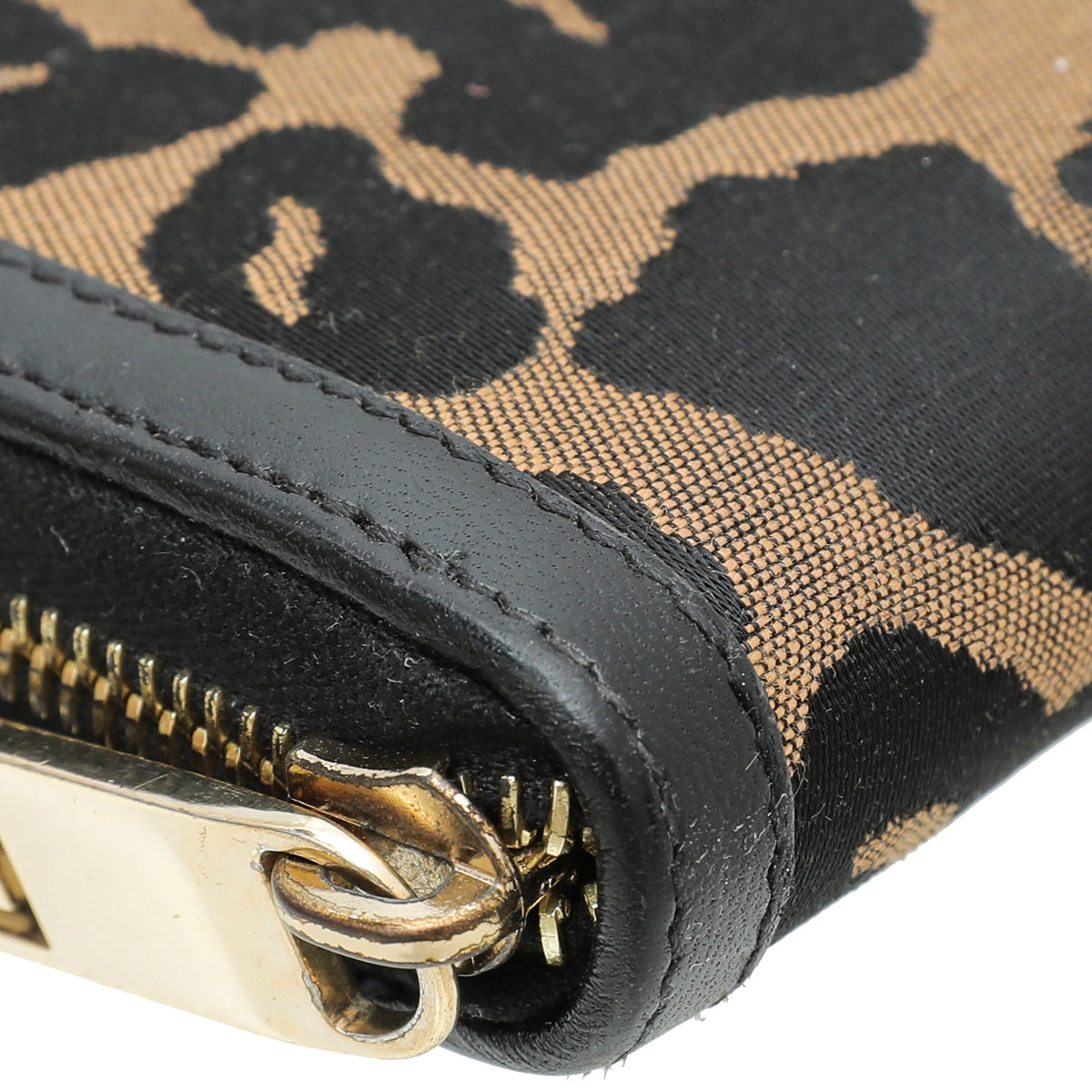 Fendi Bicolor Leopard Print Zip Around Wallet