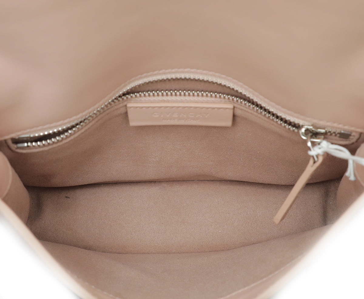 Givenchy Baby Pink Logo Embossed Flap Crossbody Bag