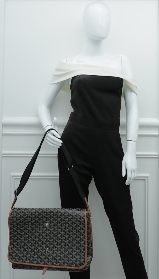Goyard Vendome Shoulder Bag Mini Black/Tan in Leather with Silver