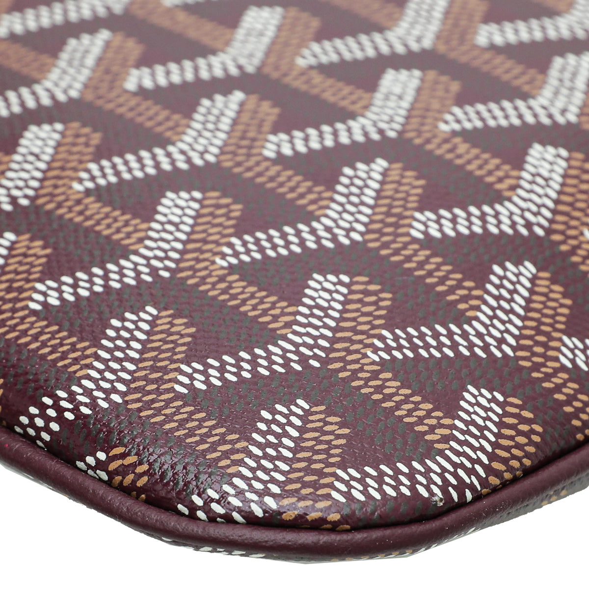 Goyard Burgundy Goyardine Senat Pouch with Heart Print