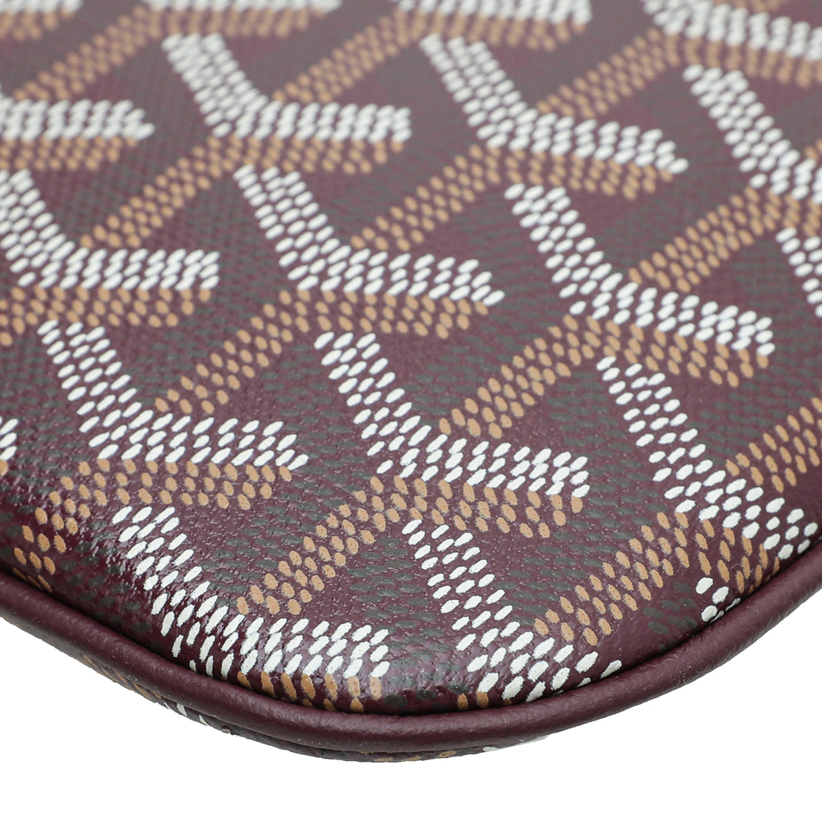 Goyard Burgundy Goyardine Senat Pouch with Heart Print