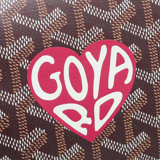 Goyard Burgundy Goyardine Senat Pouch with Heart Print