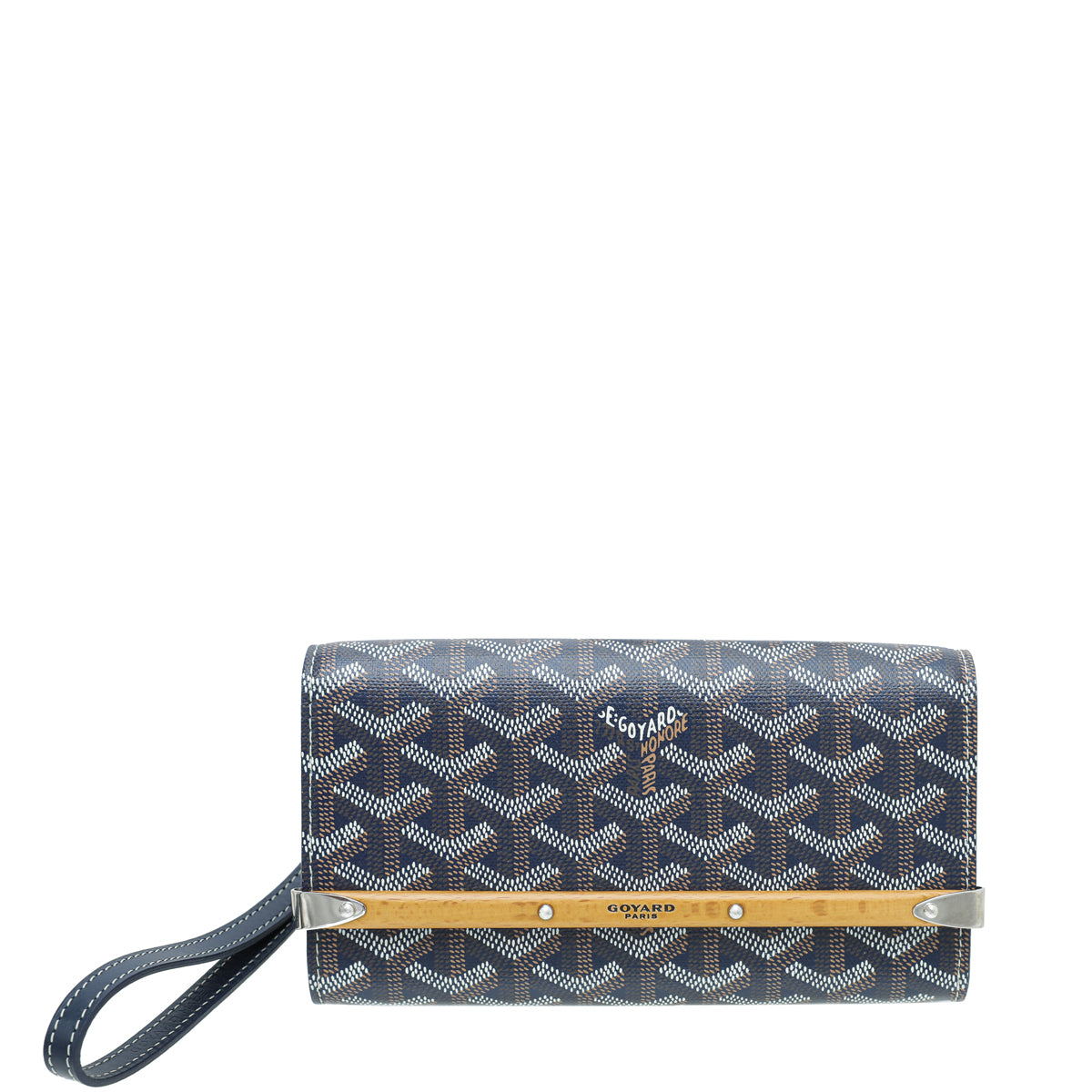 Goyard Navy Blue Goyardine Monte Carlo Mini Wrist Pouch-Goyard-THE CLOSET
