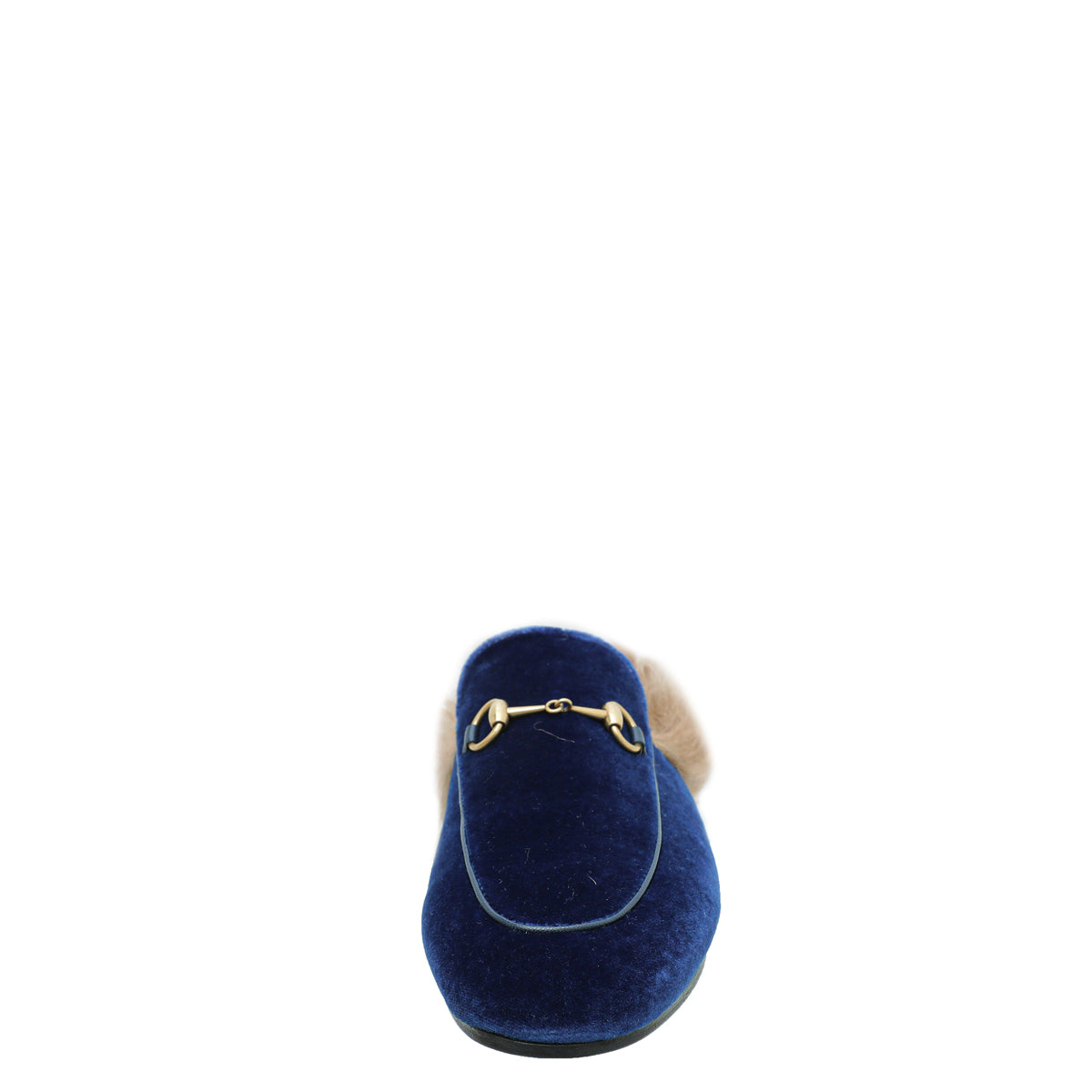 Gucci Blue Velvet Fur Princetown Mules 39.5-Gucci-THE CLOSET