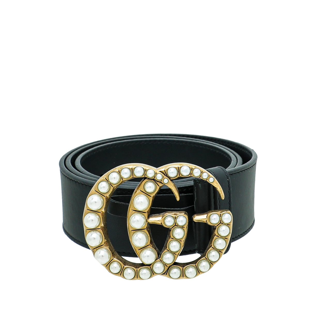 Gucci Black Double G Pearl Belt 34