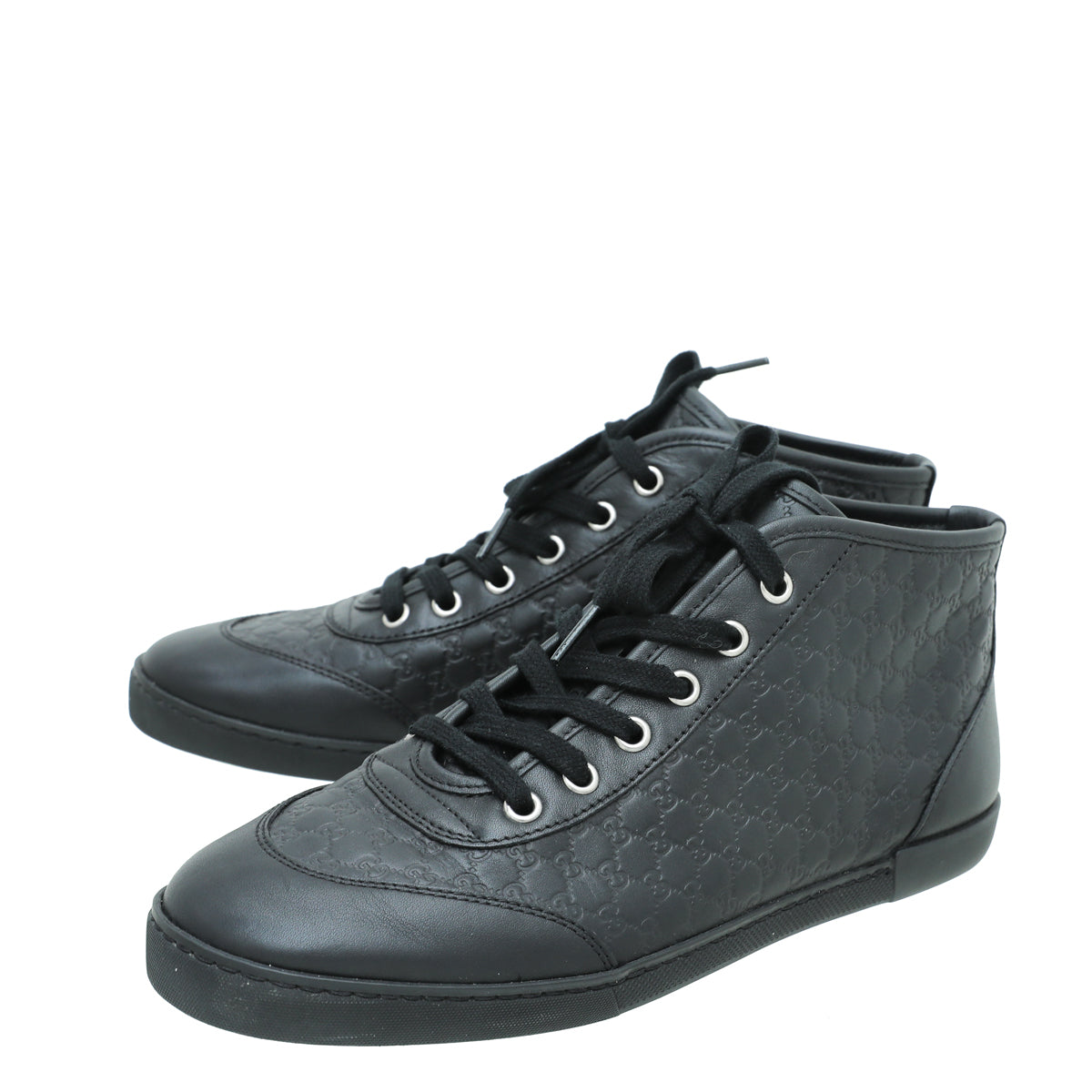 Gucci Black Microguccissima High Cut Sneakers 37-Gucci-THE CLOSET