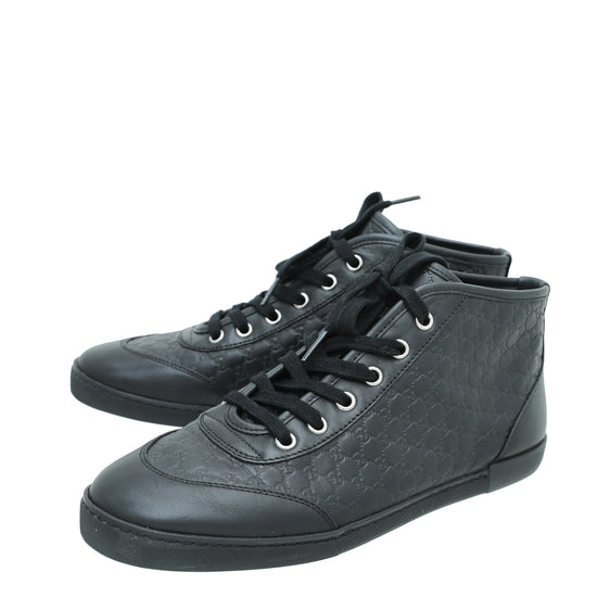Gucci Black Microguccissima High Cut Sneakers 37